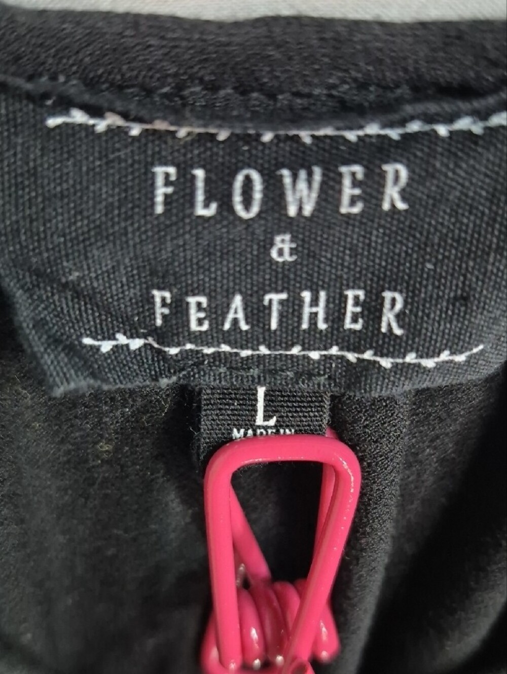 Flower & Feather Black V-Neck Peasant Top with Floral Embroidery - Picture 3 of 4